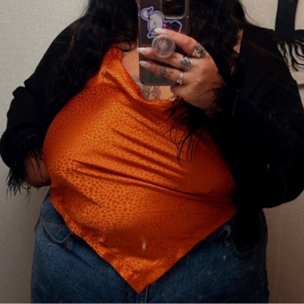 Orange Bandana Style Top- Plus Size